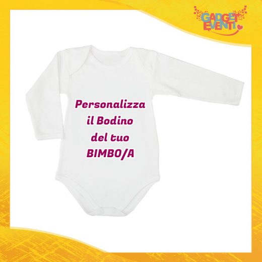 Body Manica Lunga Personalizzato con foto testi frasi e immagini Neonato Bodino Bimbo Gadget Eventi