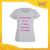 T-Shirt Donna Maglietta Grigia Personalizzata con Nome Foto Immagine Testo o Frase Gadget Eventi