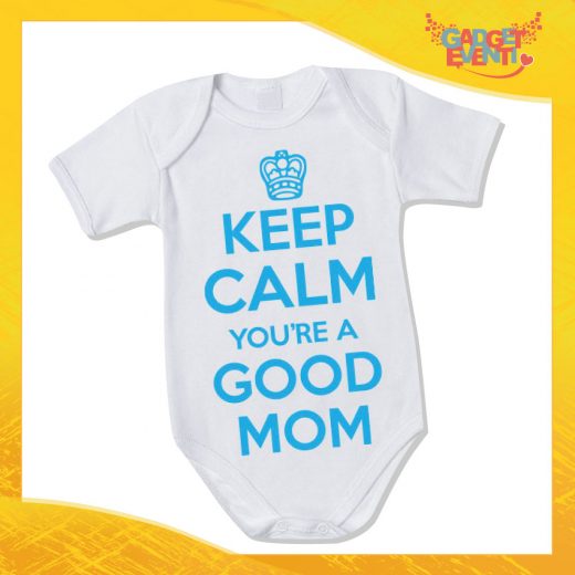 Body Neonato Azzurro Bodino Bimbo "Keep Calm you are a Good Mom" Gadget Eventi