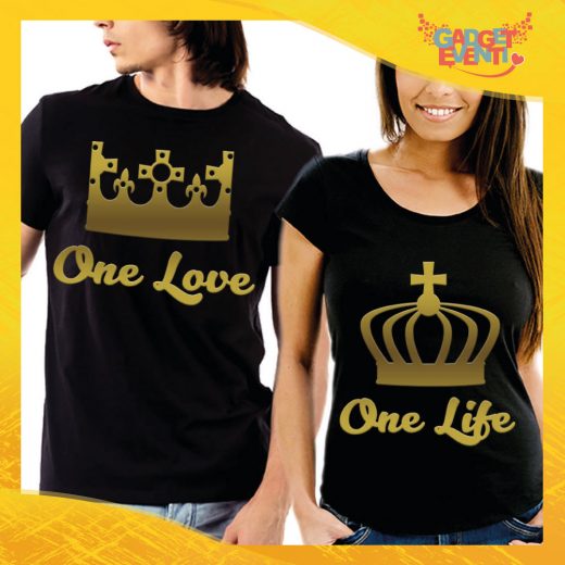 T-Shirt Coppia Maglietta "One Love Corona Oro" Gadget Eventi