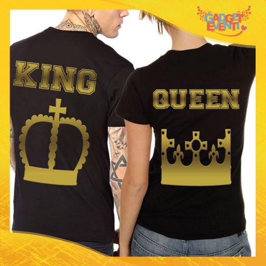 T-Shirt Coppia Retro Maglietta "King and Queen Oro Corona" Gadget Eventi