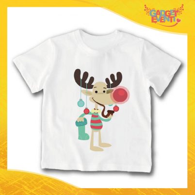 T-Shirt Bimbo Maglietta Natale "Renna Calza di Natale" Gadget Eventi