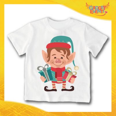 T-Shirt Bimbo Maglietta Natale "Folletto con Regali" Gadget Eventi