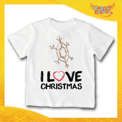 T-Shirt Bimbo Maglietta Natale "Fiocco di Neve I Love Christmas" Gadget Eventi