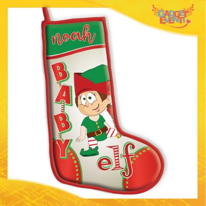 calza natale con nomi " Elf Family "