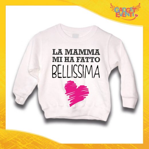 Felpa Bianca Femminuccia Bimba Baby "Mamma mi ha fatto Bellissima" Idea Regalo Gadget Eventi