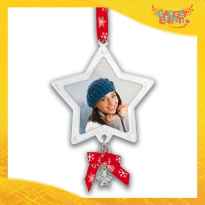 Appendino Natale Addobbo Natalizio con foto personalizzabile "Stella di Natale con Campanello" Gadget Eventi