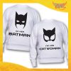 Coppia di Felpe Bianco Love "Batman and Catwoman" San Valentino Gadget Eventi