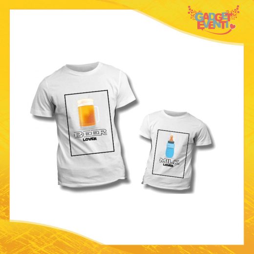 Coppia di T-Shirt "Beer Milk Lover" Maglietta Padre Figlio Maglia Idea Regalo Festa del Papà Gadget Eventi