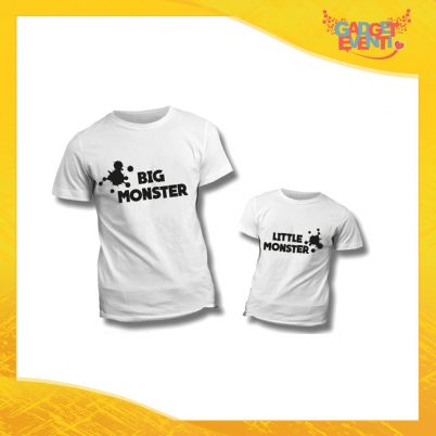Coppia di T-Shirt "Big Little Monster" Maglietta Padre Figlio Maglia Idea Regalo Festa del Papà Gadget Eventi