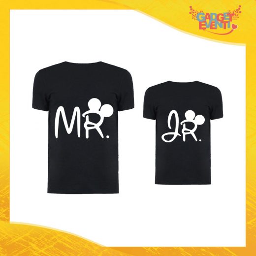 Coppia di T-Shirt Nere "Mister Junior Disney" Maglietta Padre Figlio Maglia Idea Regalo Festa del Papà Gadget Eventi