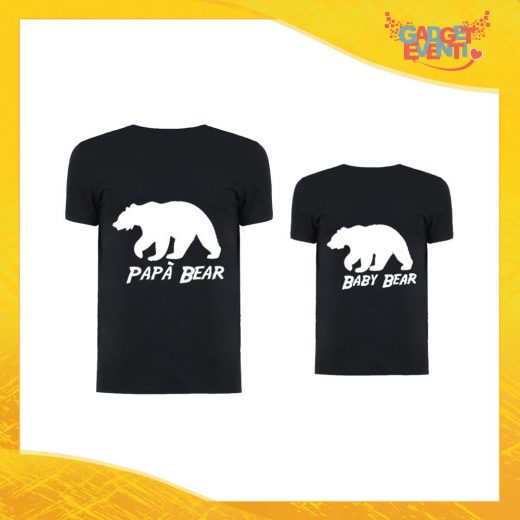 Coppia di T-Shirt Nere "Papà Baby Bear" Maglietta Padre Figlio Maglia Idea Regalo Festa del Papà Gadget Eventi