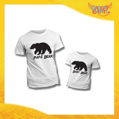 Coppia di T-Shirt Bianche "Papà Baby Bear" Maglietta Padre Figlio Maglia Idea Regalo Festa del Papà Gadget Eventi
