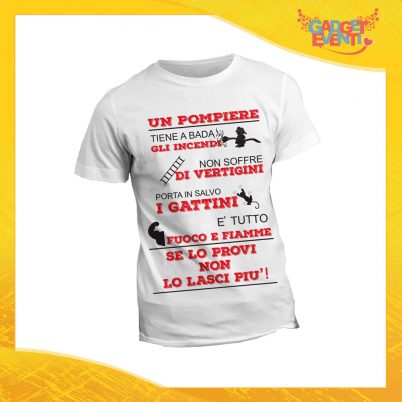 T-Shirt Maglietta Bianca per "Pompieri" Mestiere Lavoro Gadget Eventi
