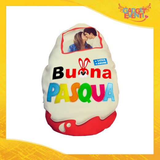 Cuscino a forma di Uovo "Buona Pasqua" Personalizzato con Foto Idea Regalo Pasquale Gadget Eventi