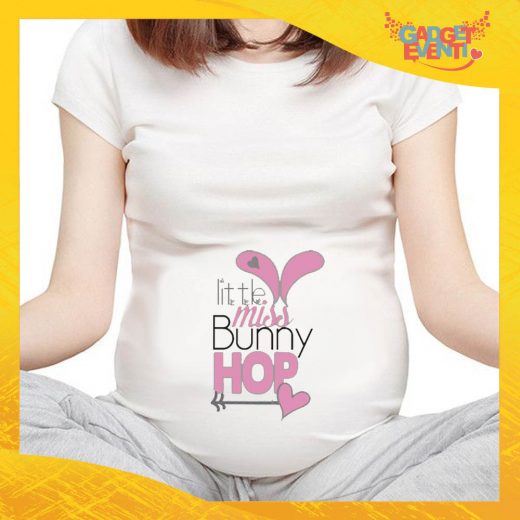T-Shirt Premaman Femminuccia "Little Bunny Hop" Regalo Pasquale Pasqua Gadget Eventi