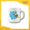 Tazza Maschietto "Dad is My Hero Supereroe" Colazione Breakfast Mug Idea Regalo Festa del Papà Gadget Eventi