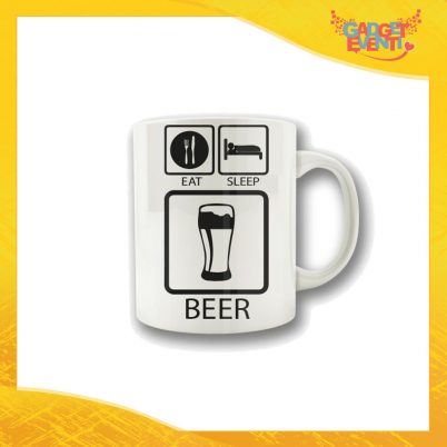 Tazza "Eat Sleep Beer" Colazione Breakfast Mug Idea Regalo Festa del Papà Gadget Eventi