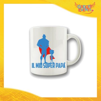 Tazza Maschietto "Il mio Super Papà" Colazione Breakfast Mug Idea Regalo Festa del Papà Gadget Eventi
