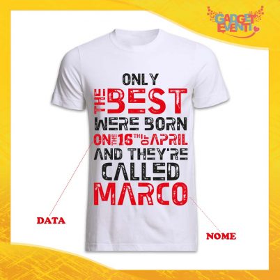 T-Shirt Uomo Bianca Grafica Rossa "Only The Best" Idea Regalo Festa di Compleanno Gadget Eventi