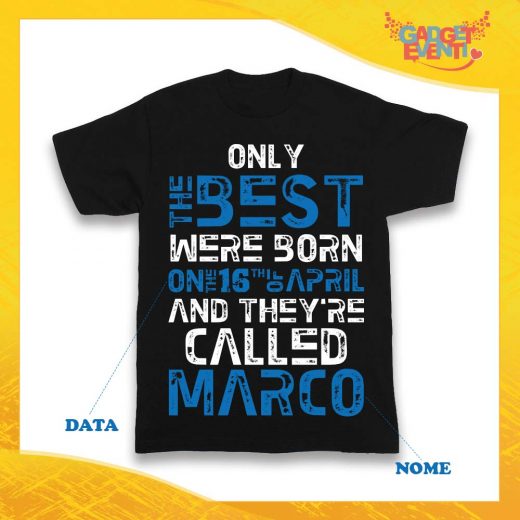 T-Shirt Bambino Bambina Nera Grafica Blu "Only The Best" Idea Regalo Festa di Compleanno Gadget Eventi