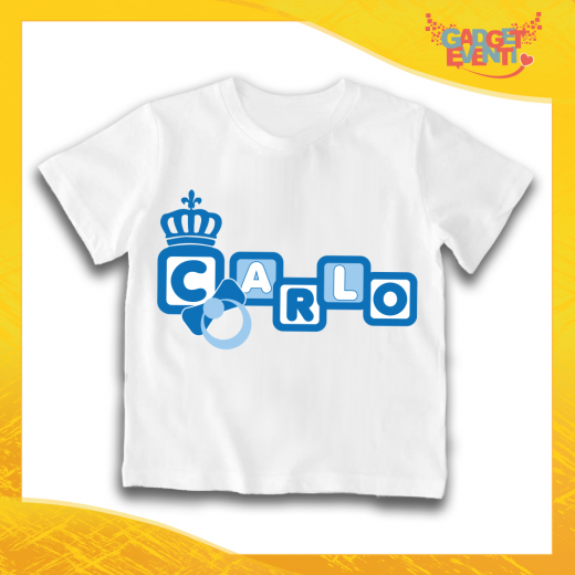 Maglietta Bambino Bambina Bianca "Corona Anello" Idea Regalo T-shirt Gadget Eventi