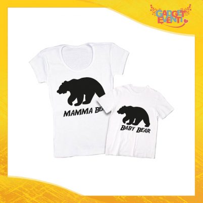Coppia t-shirt bianca bambino "Bear" madre figli idea regalo festa della mamma gadget eventi
