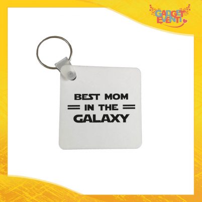 Portachiavi "Best Mom Galaxy" con Anello Quadrato Tondo a Cuore Idea Regalo Festa della Mamma Gadget Eventi