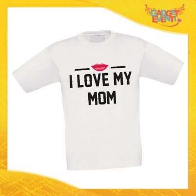 Maglietta Bambino Bambina "I Love My Mom" Idea Regalo T-shirt Festa della Mamma Gadget Eventi
