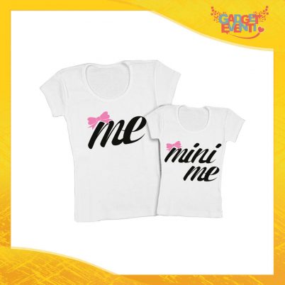 Coppia t-shirt bianca femminuccia "Mini Me" madre figli idea regalo festa della mamma gadget eventi