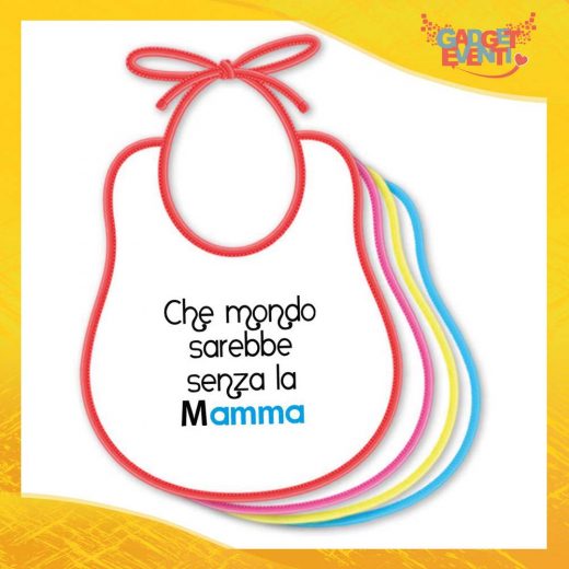 Bavetto Maschietto "Mondo senza Mamma" Bavaglino Idea Regalo Festa della Mamma Gadget Eventi