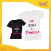 Maglietta, t-shirt idea regalo festa della mamma femminuccia "Mother Prince Princess" - Gadget Eventi