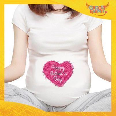 T-shirt Premaman "Pink Heart" idea regalo festa della mamma gadget eventi