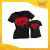 Coppia t-shirt nera maschietto "Super Mom" madre figli idea regalo festa della mamma gadget eventi