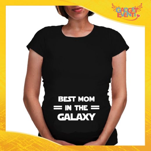 T-shirt Premaman Nera "Best Mom Galaxy" idea regalo festa della mamma gadget eventi