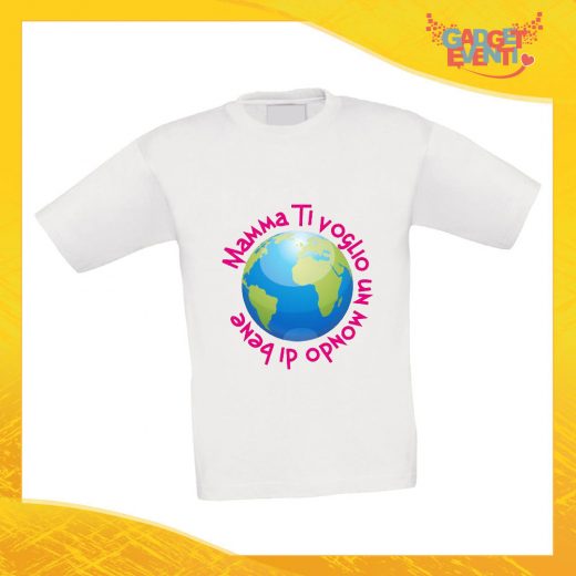 Maglietta Bambino Bambina "Un Mondo di Bene" Idea Regalo T-shirt Festa della Mamma Gadget Eventi