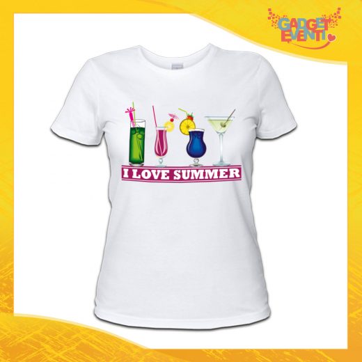 maglietta t-shirt donna bianca "I love summer" Idea Regalo Linea Gadget Eventi