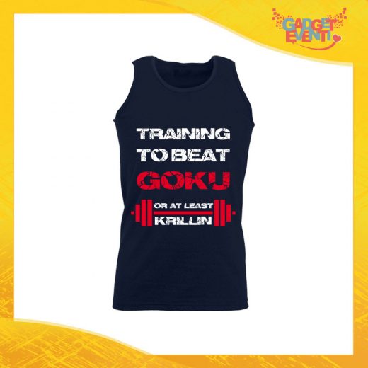 Canotta Uomo Nera "Training to Beat Goku" Maglietta per l'estate Smanicato Gadget Eventi