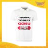 Polo Uomo Bianca "Training to Beat Goku" Maglietta per l'estate Maglia Scollo a V Gadget Eventi