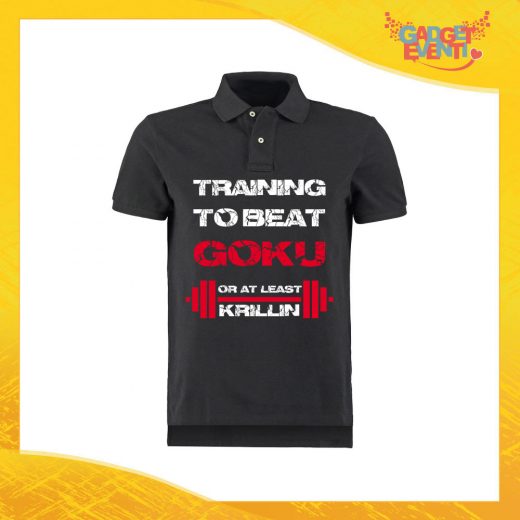 Polo Uomo Nera "Training to Beat Goku" Maglietta per l'estate Maglia Scollo a V Gadget Eventi