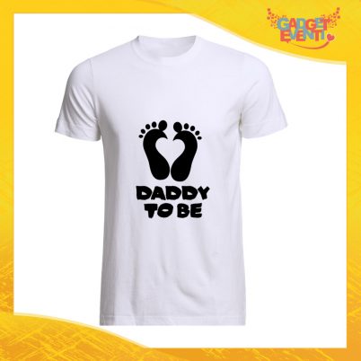 T-Shirt Uomo Bianca "Daddy to Be" Maglia Maglietta per l'estate Grafiche Divertenti Futuro Papà Gadget Eventi