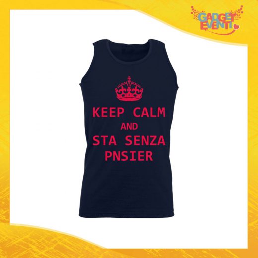 Canotta Uomo Nera "Keep Calm Senza Pnsier" Maglietta per l'estate Smanicato Gadget Eventi