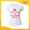 T-Shirt Donna Bianca "Keep Calm Senza Pnsier" Maglia Maglietta per l'estate Grafiche Divertenti Gadget Eventi