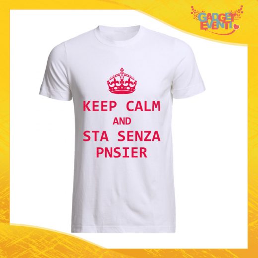 T-Shirt Uomo Bianca "Keep Calm Senza Pnsier" Maglia Maglietta per l'estate Grafiche Divertenti Gadget Eventi