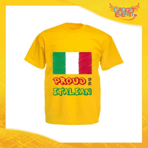 T-Shirt Uomo Giallo Sunflower "Proud to Be Italian" Maglia Maglietta per l'estate Grafiche Divertenti Gadget Eventi