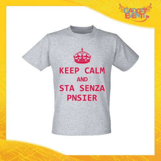 T-Shirt Uomo Grigia "Keep Calm Senza Pnsier" Maglia Maglietta per l'estate Grafiche Divertenti Gadget Eventi