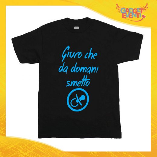 T-Shirt nera bimbo maschietto "Da Domani Smetto" Idea Regalo Gadget Eventi