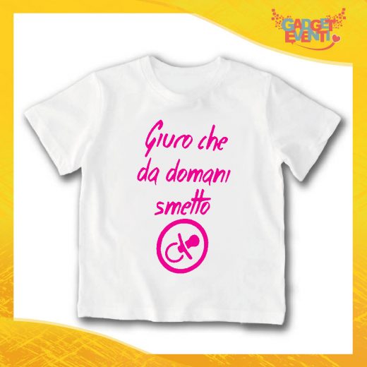 T-Shirt bianca bimba femminuccia "Da Domani Smetto" Idea Regalo Gadget Eventi