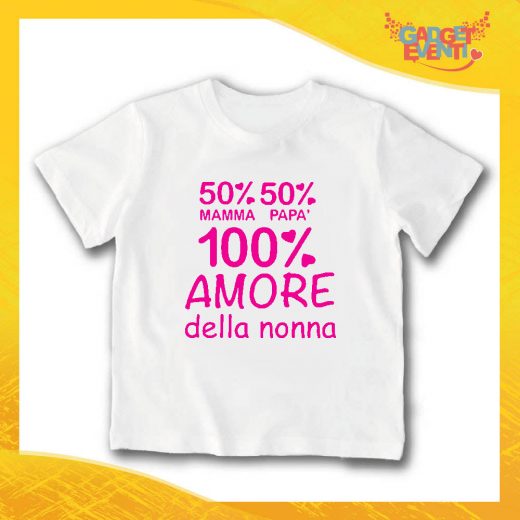 T-Shirt bianca bimba femminuccia "Amore Della Nonna" Idea Regalo Gadget Eventi