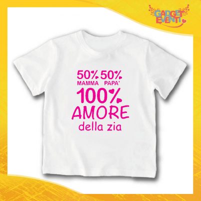T-Shirt bianca bimba femminuccia "Amore Della Zia" Idea Regalo Gadget Eventi